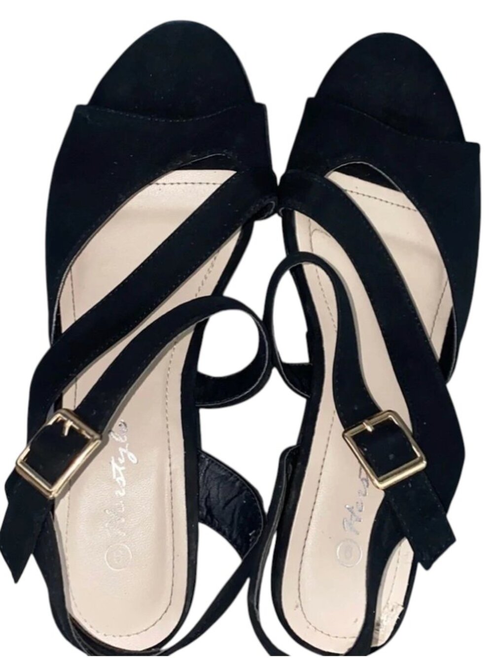 Black Wedge Heels Women's Size 9 Classic Platform Sandals